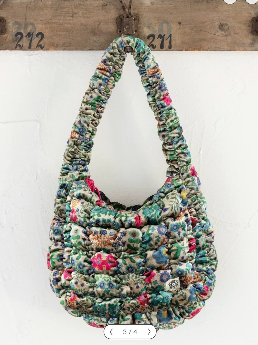 Natural Life Quilted Teal Floral Velvet Bag 🍂 🆕 - Picture 2 of 11